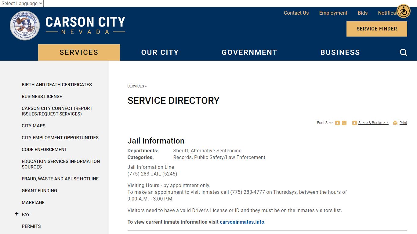 Service Directory | Carson City