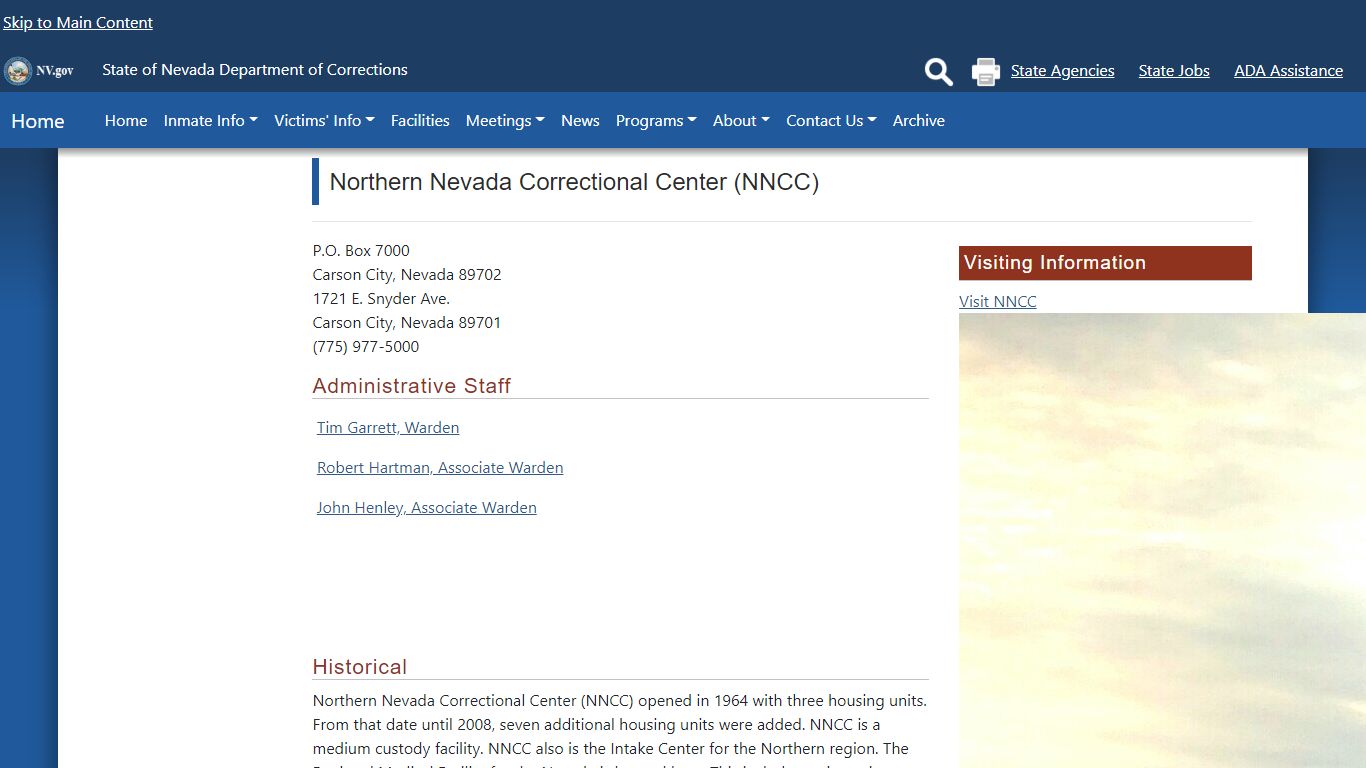 Northern Nevada Correctional Center (NNCC) - Nevada Department of ...